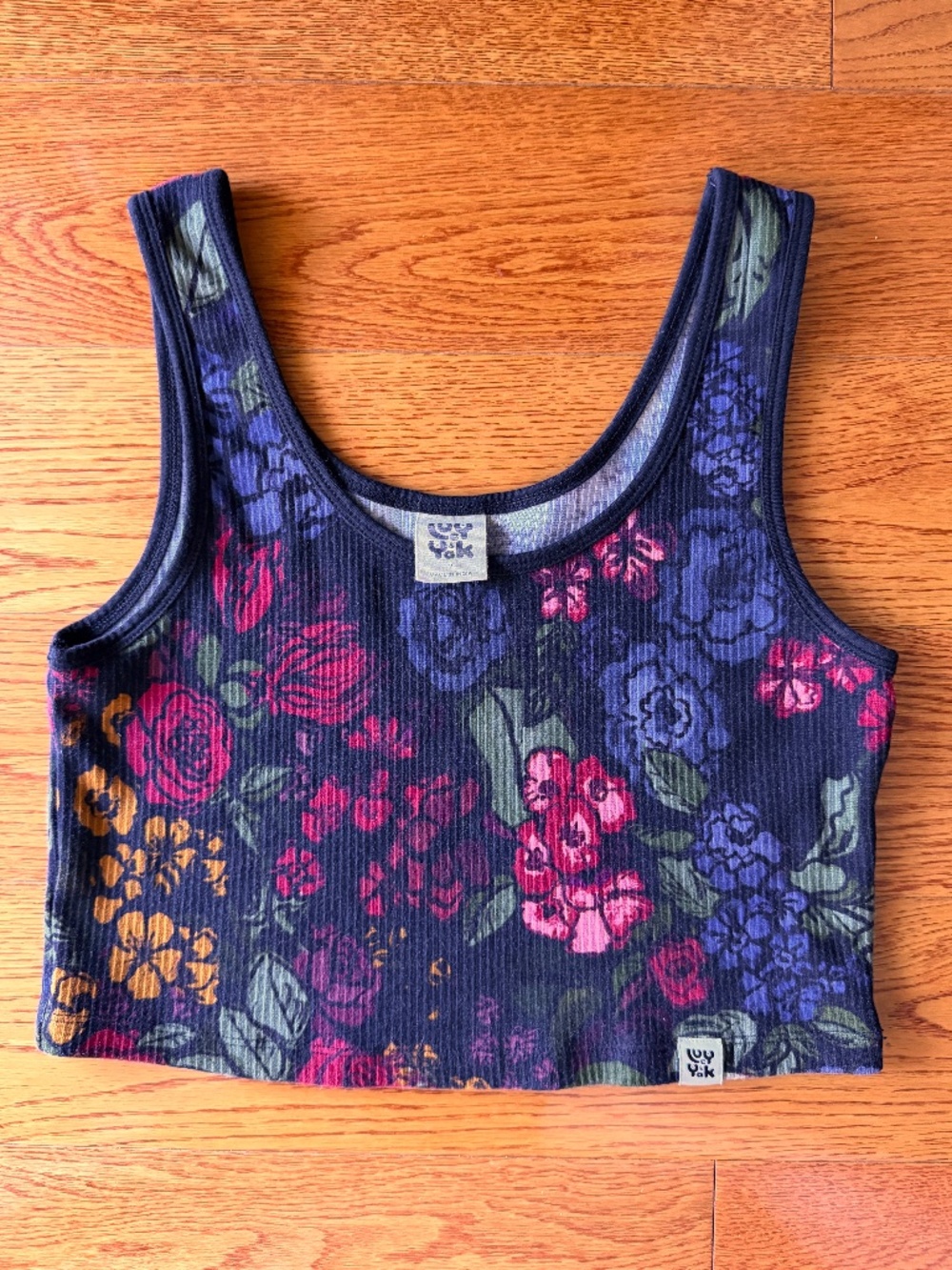 Lucy & Yak Josy Rare Maria Floral Print Ribbed Crop Tank Top M (UK 12–14)